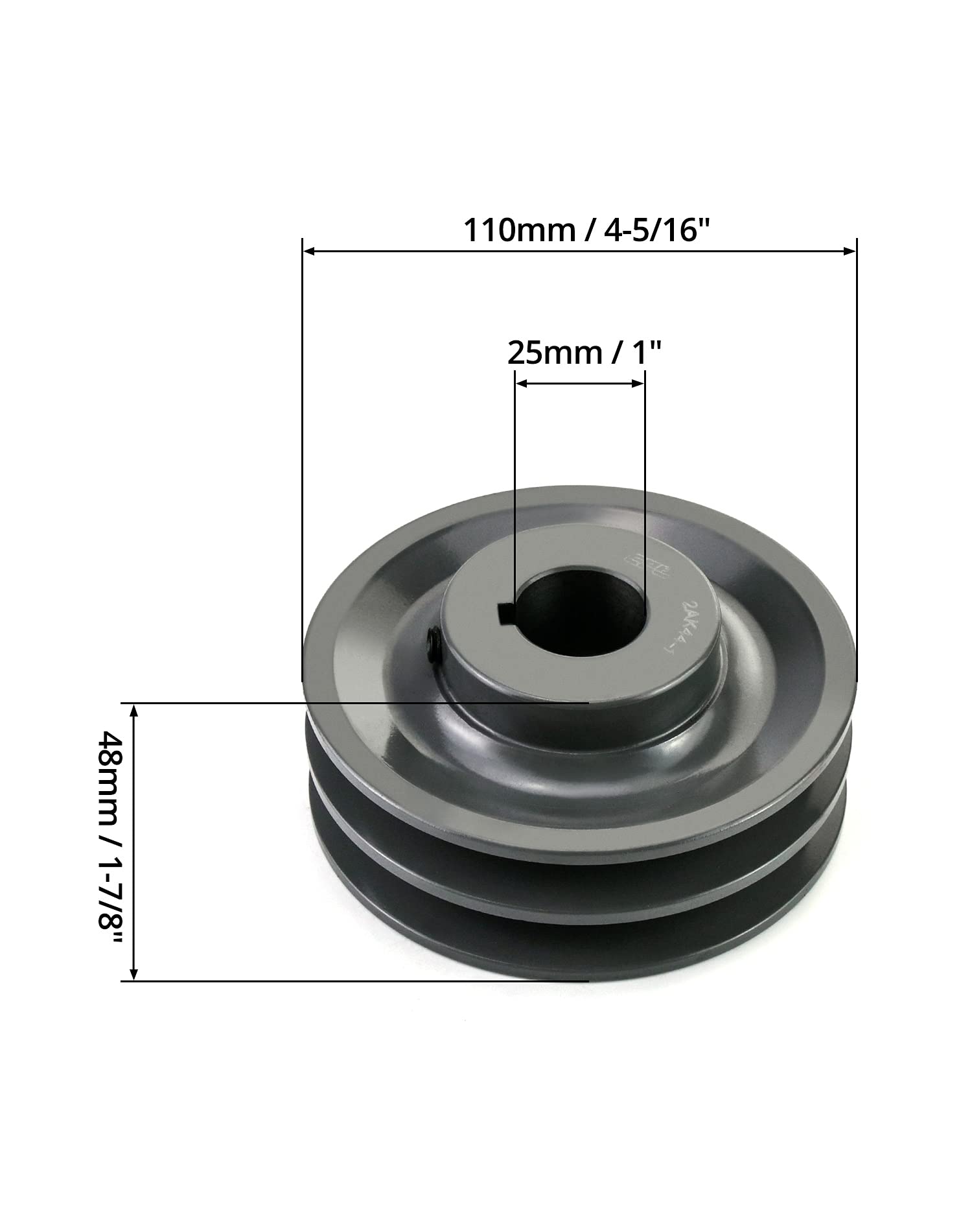 QWORK 2AK441 polea/polea de doble surco, 4.25 "OD 1" agujero, AK polea de orificio fijo, para A, 3L y 4L (A & AX) correas en V, hierro fundido