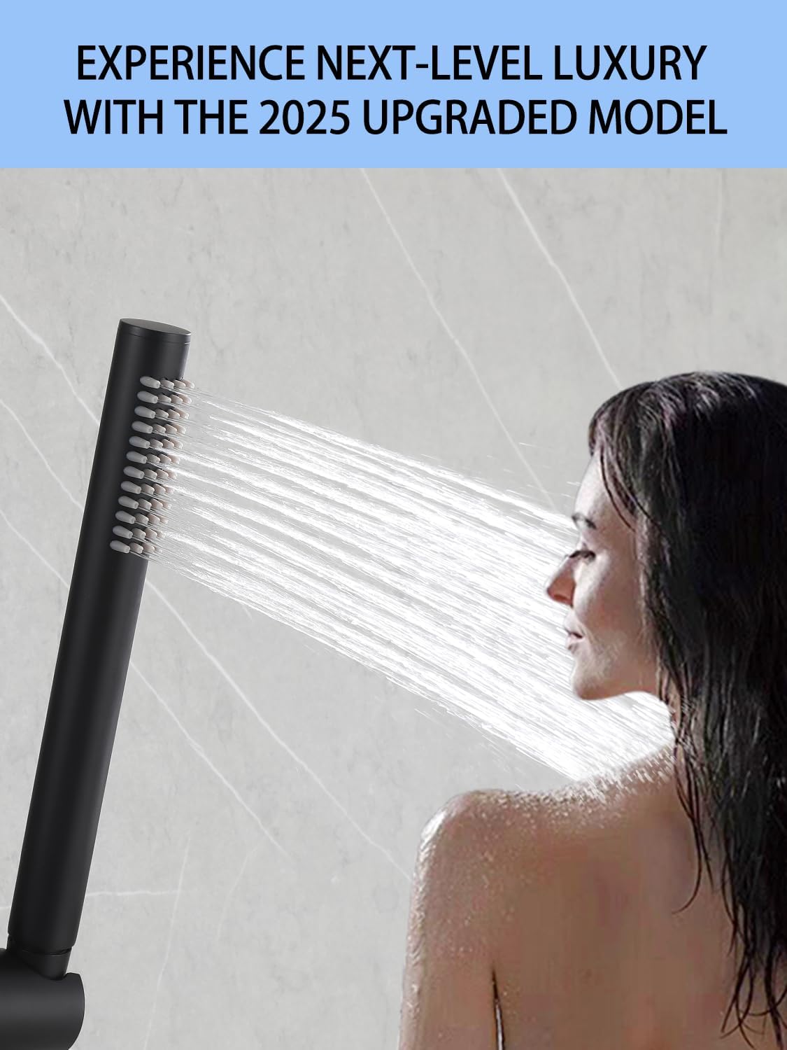 Weshi Shower Slide Bar Handheld Shower Head with Hose, Bathroom Shower faucet with Handle Spray, High Pressure Handheld Slide Bar Set Height Adjustable with 59 Inch Stainless Steel Hose Matte Black