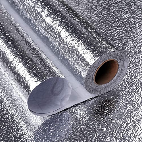 Image of NAREVAL Self-Adhesive Wallpaper, Wall Sticker - Kitchen Backsplash Oil & Waterproof, Glossy, Peel & Stick Wallpaper (Silver Moon 60 * 200 Cm) (Pack of 4)
