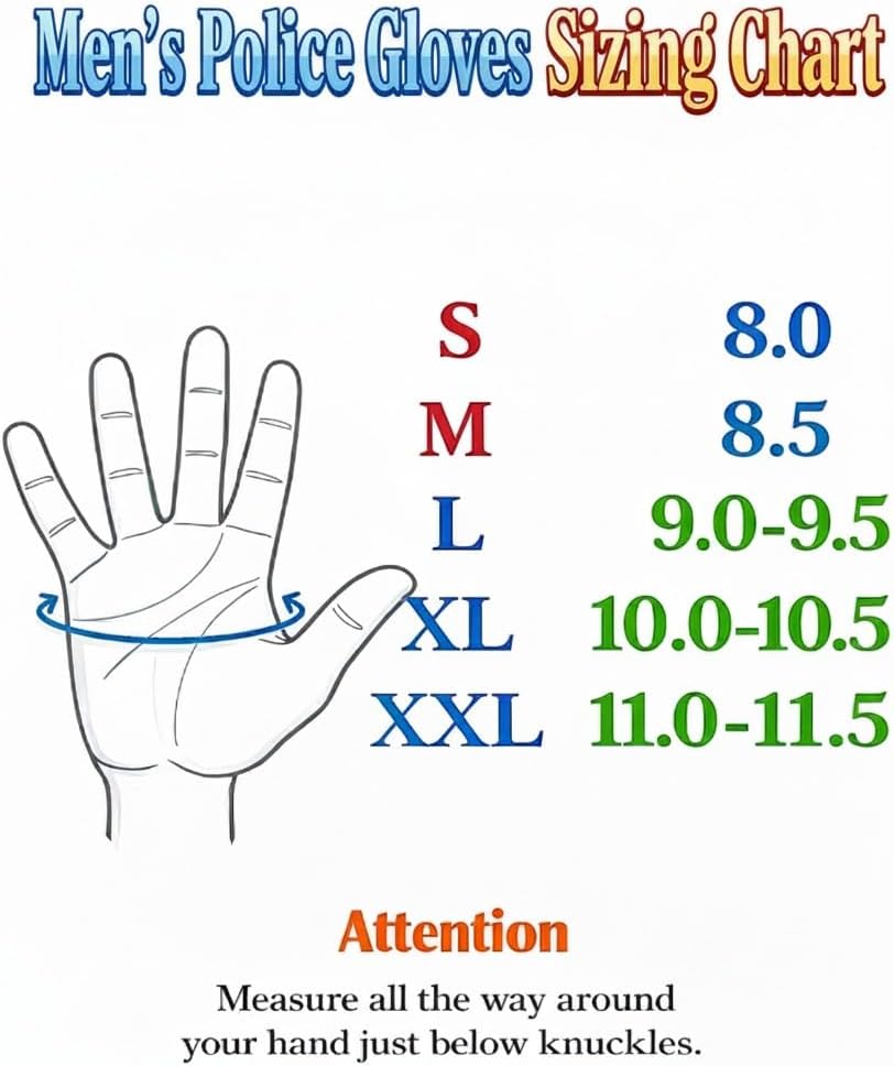 Men’s Genuine Leather Police Gloves Tactical Duty Gloves for Law Enforcement, Security,Motorcycle & Cold Weather - Image 7