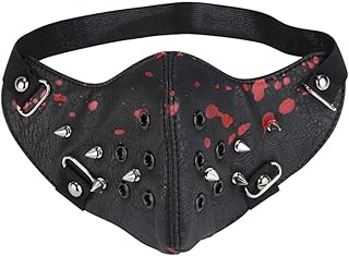 Gadpiparty Máscara De Couro Máscara De Halloween Máscara Descartável Punk Meia Máscara Facial Máscara De Rebite Máscara Legal Acessórios Máscara Facial Máscara Facial Vermelha Descartável