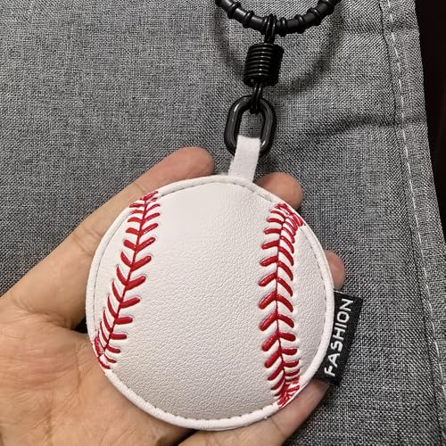 Image of Leather Ball Keychain Wristlet Sports Key Ring Car Key Wallet Backpack Bag Gym Accessories Gifts for Men Women