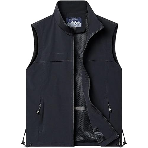 Men's Fall Lightweight Vest Plus Size Sleeveless Zip Up Warm Jacket Casual Outerwear Vests With Pockets
