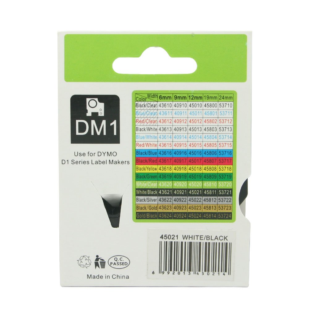 BROVACS 1 Pack White on Black Label Tape Compatible for DYMO D1 45021 12mm 1/2" OPA2221 - Image 3
