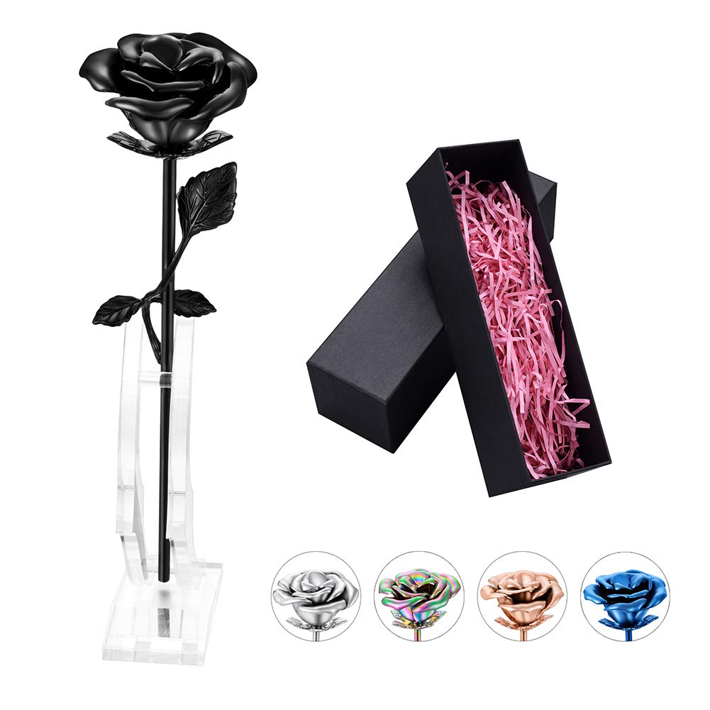 abooxiuRose Flower Keepsake Urn for Ashes Sympathy Gift Small Stainless Steel Urn Mini Cremation Urn Keepsake Rose for Sharing Human Ashes-Black