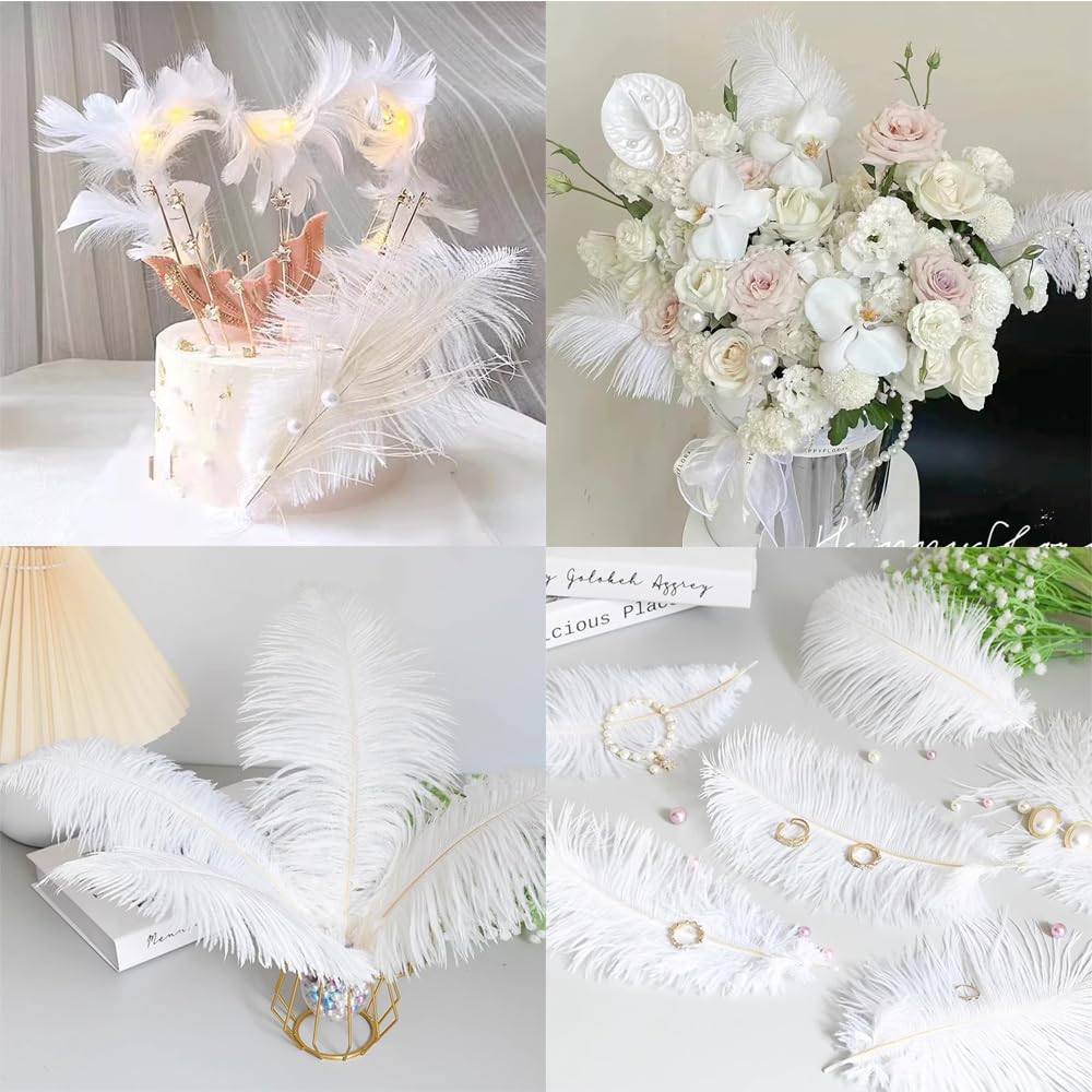 Amazon | DFsucces 羽 羽根 ダチョウ 装飾用 真っ白なフェザー