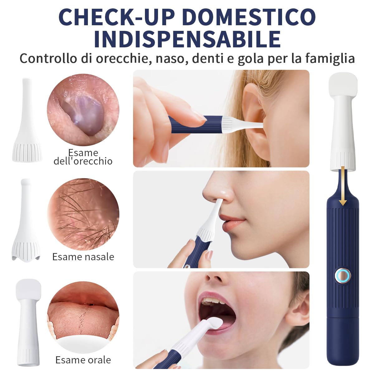 Pulizia Orecchie,Otoscopio Digitale,Ultra HD Flessibile Pulizia Orecchie con Accessori di Ricambio Vari,Kit Rimozione Cerumeper Orecchie,Naso,Gola,Adatto per Adulti e Bambini