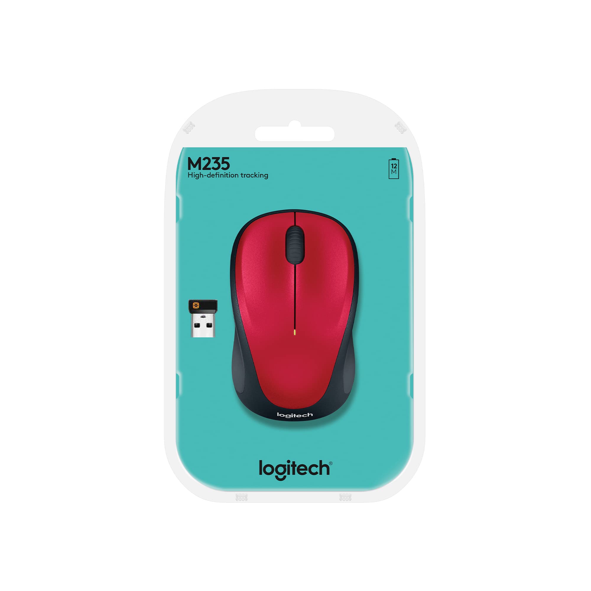 Logitech M235 Mouse Wireless | 2,4 GHz, Ricevitore USB Unifying, Tracciamento Ottico 1000 DPI, Batteria 12 Mesi, Compatibile PC/Mac/Chromebook - Rosso