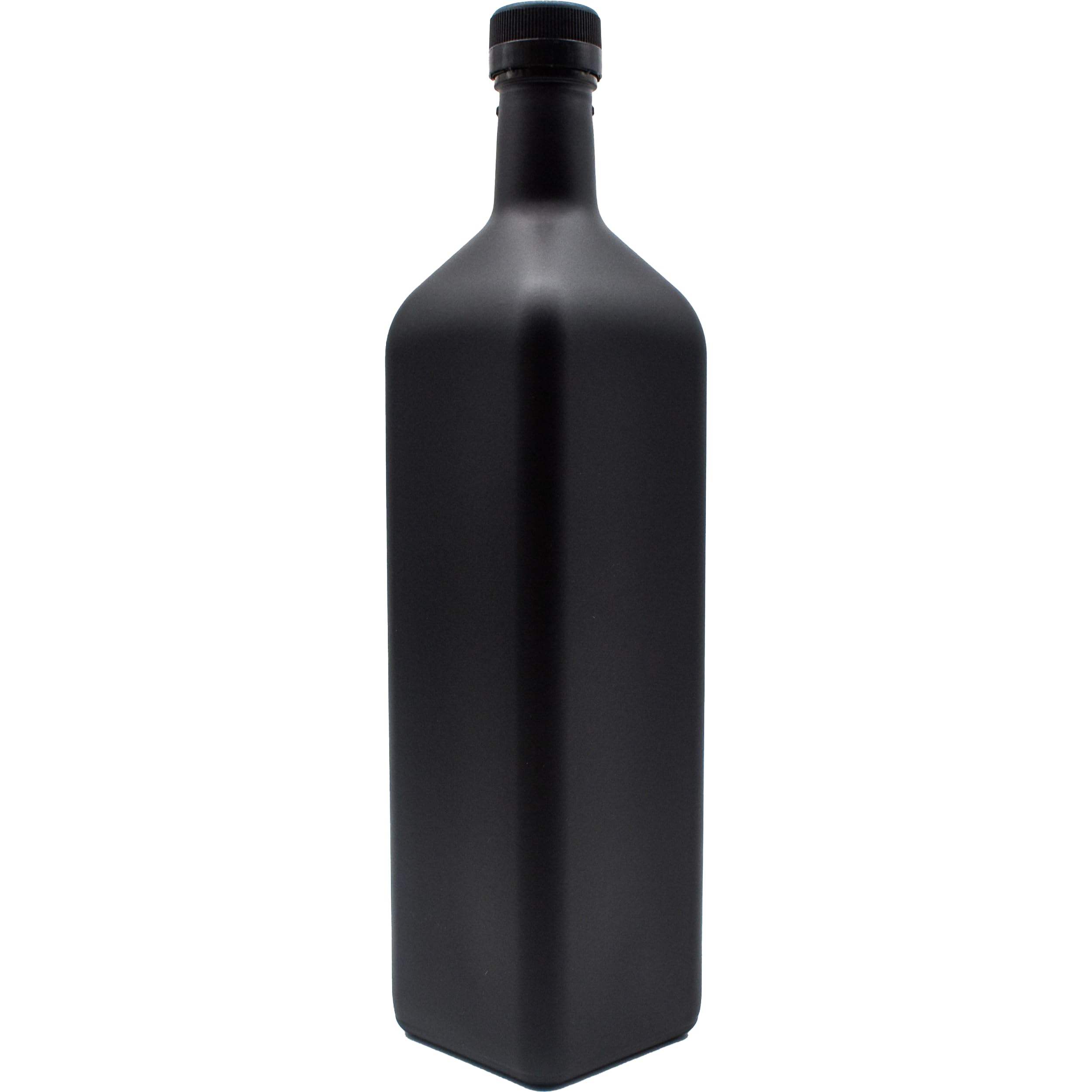 Ölflasche 1l zum Befüllen aus Glas schwarz-matt mit Deckel und Kunststoffausgießer