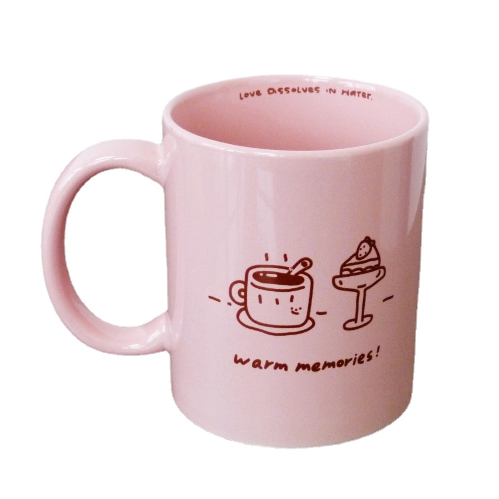 Heardbeli Ceramic Coffee Mug, Cute Pink Mug with Handle, 350ml/12oz, Gift for Friend Lover Family