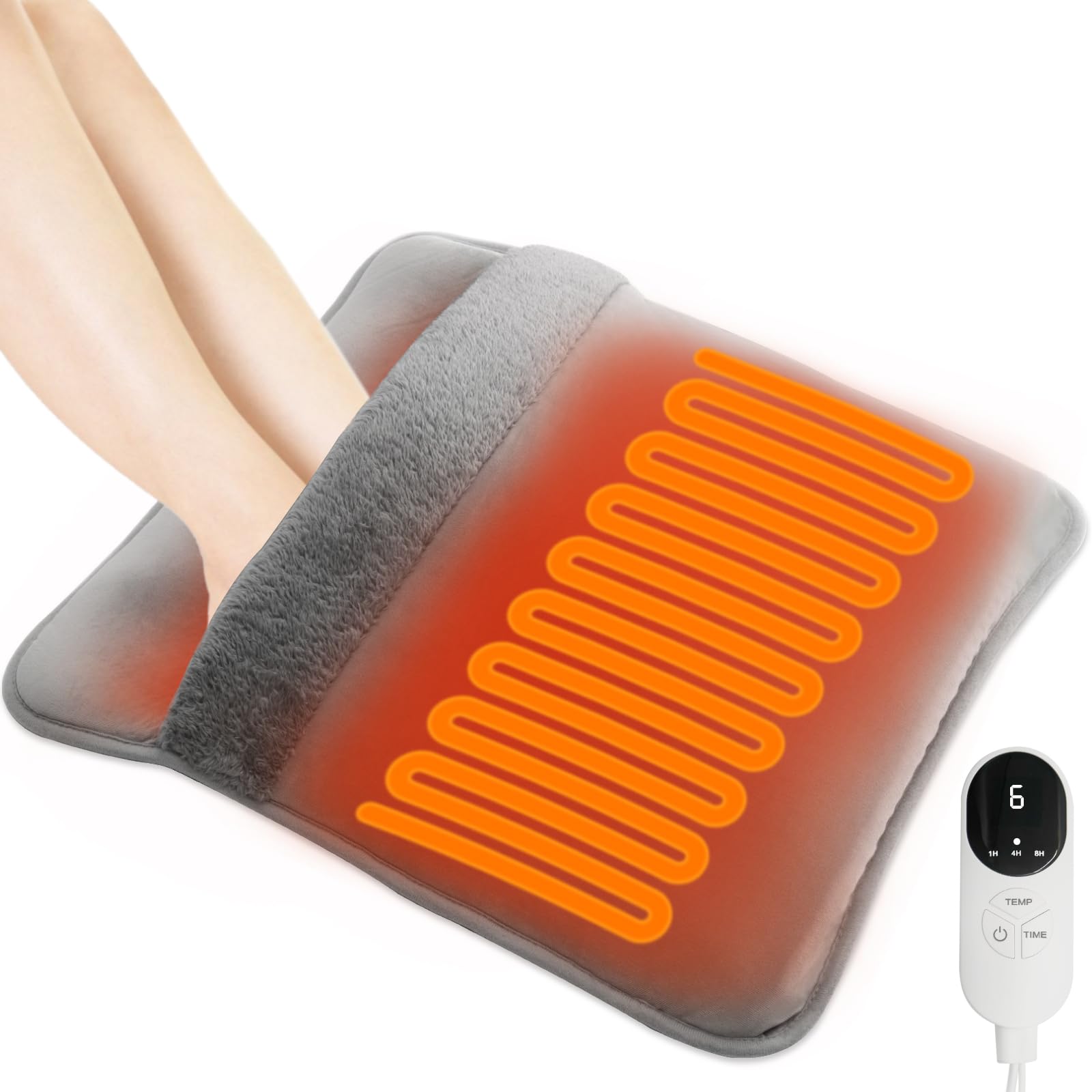 Electric Heated Pad Foot Warmer for Men and Women with Double-Sided Heated, Under Desk,Bed,Office,Home, 3 Timers 9 Fast Heating Settings, Soft and