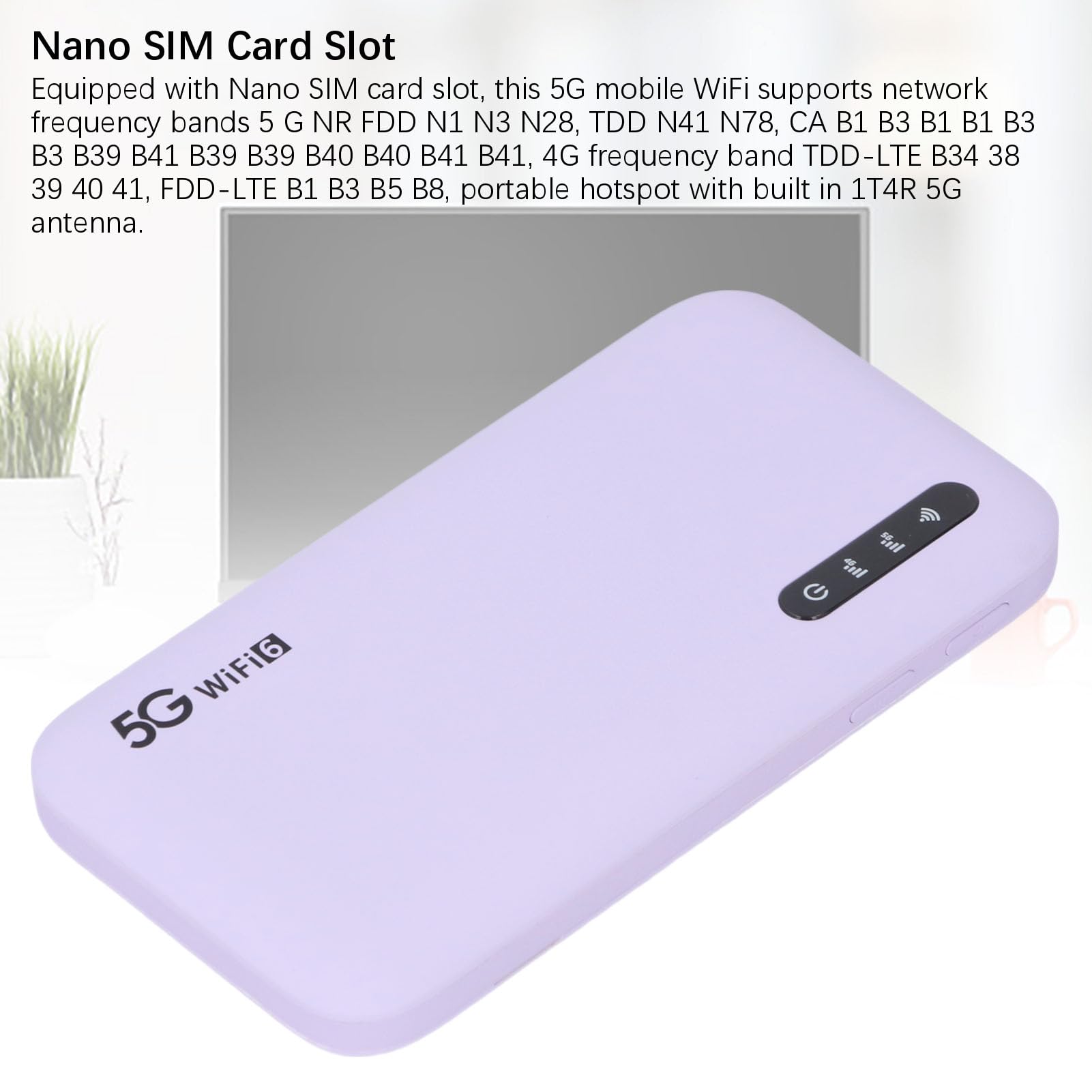 5G WiFi 6 Mobile Hotspot Portable Router, 6100Mah Battery IP67 Waterproof for Travel, Supports 16 Devices & Nano Sim, Dual Band 2.4G/5.8G (Sim Non incluso)
