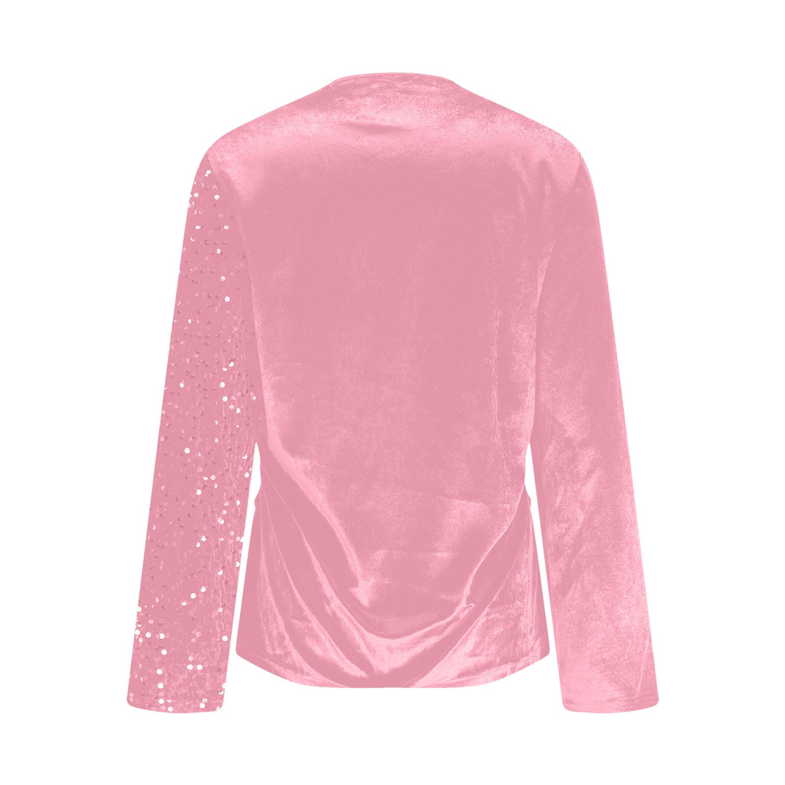 KHIRVWL Top Donna Unito con Inserti a Paillettes Scollo a V Maniche Lunghe Blusa Glitter Casual Cerimonia Maglia Brillantini Tops Capodanno da Sera Maglione con Paillettes Donna per Feste e Serate