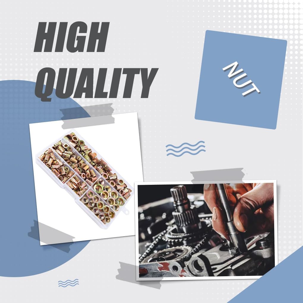 150 Pieces Set Carbon Steel Rivet Nut Anti-rust Anti-corrosive Electroplated Metalworking Screw Bolts Accessories - (Color: TYPE1)