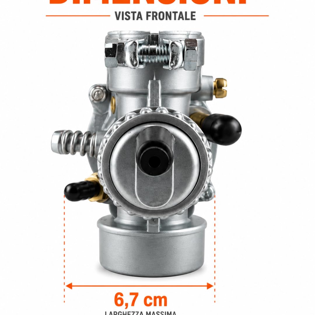 Carburatore 23 per Motozappa 2 Tempi - Compatibile con Motore Jlo 197 Beta B 205-210 - Attacco Collettore 29 mm - Attacco Filtro Aria 35.75 mm