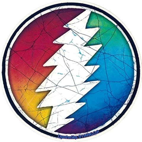 Dye the Sky Grateful Dead Rainbow Lightning Bolt - Window Sticker/Decal (5" Circular) Cover