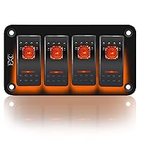 Vista 22 de FXC Interruptor basculante Panel de aluminio 2 Gang Interruptores de palanca Dash 5 Pin ON/OFF 2 LED retroiluminado para barco coche azul marino