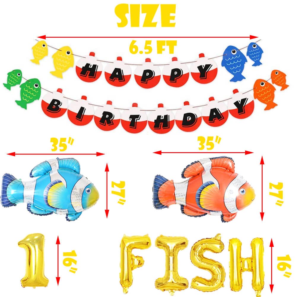 155PCS O Fish Ally 1 Birthday Party Decorations, Gone Fishing Balloon