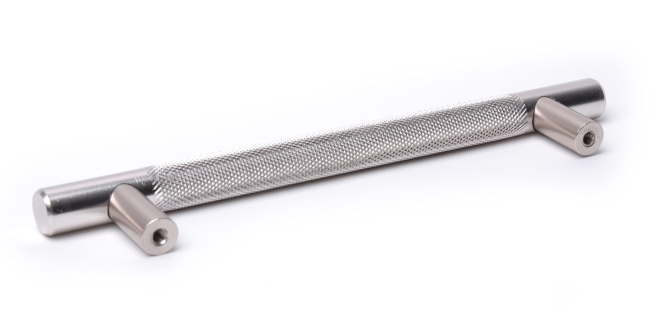 Manopola moderna con barra a T zigrinata cromata e finitura argento (10, 224 mm)