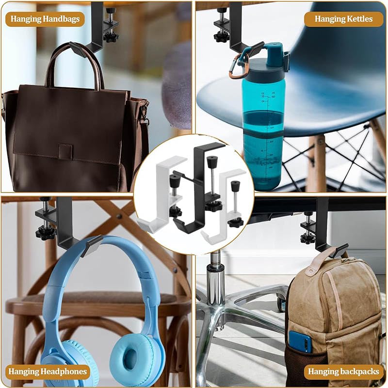 Crochet De Bureau, Crochet De Support De Sac à Dos De Bureau, Support De Casque, Crochets De Table Pour Suspendre Des Sacs Avec Pince De Bureau Réglable, Crochet De Rangement à Suspendre
