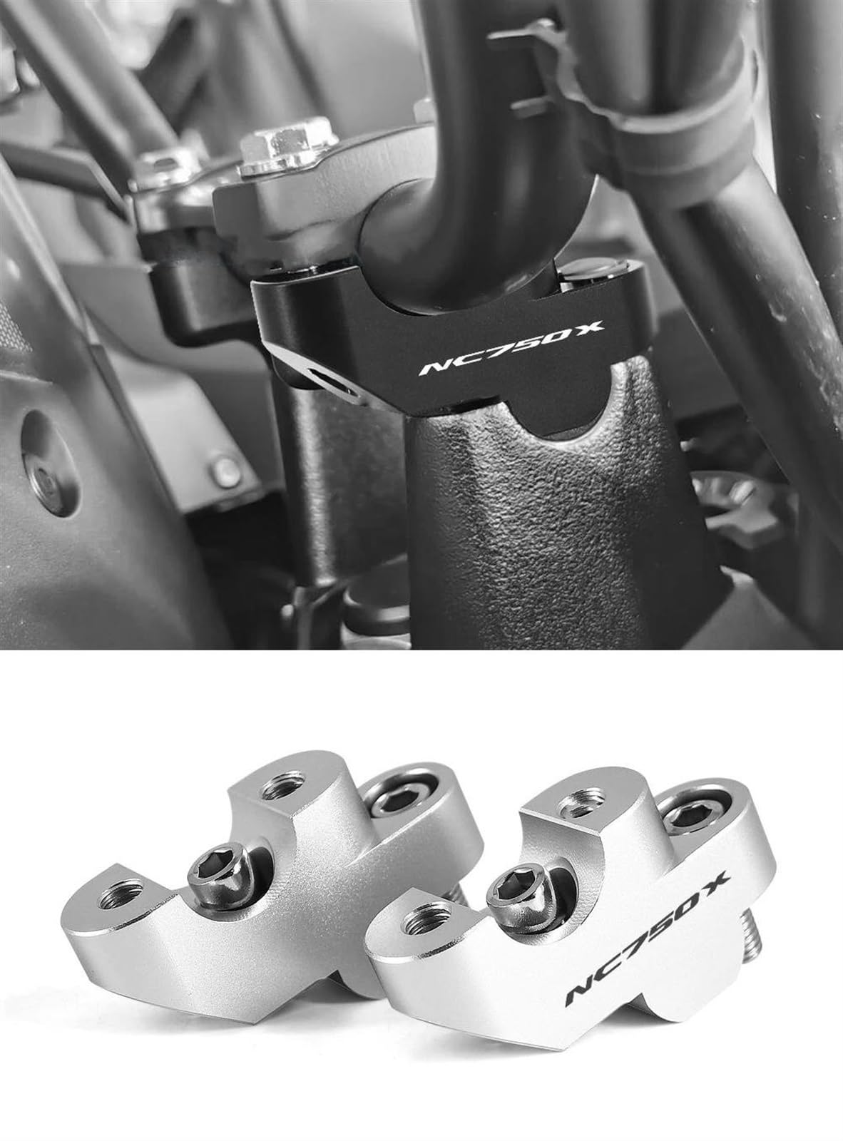 Riser Manubrio Moto per H&Onda NC 750 X NC750X 2016-2021Manubrio Barre Rising Mount Morsetto Sollevato Estendibile Distanziale Rialzo Manubrio(Nero 1)