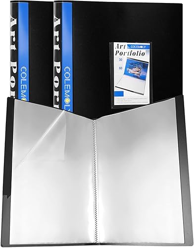Paquete de 3 carpetas de portafolio de arte con fundas de plástico de 11 x 17 pulgadas, con protectores de hojas de arte para documentos, 30