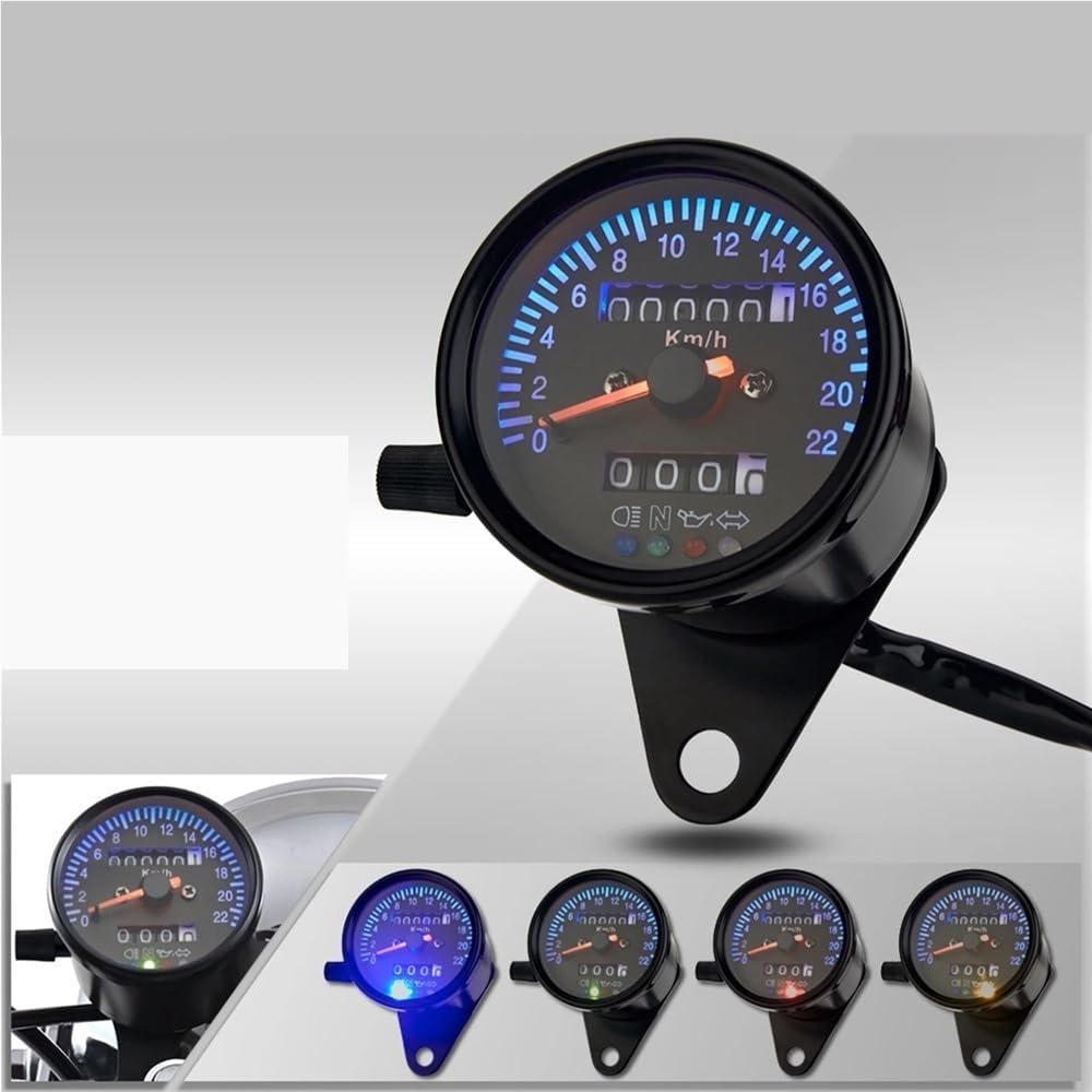 Motorcycle Odometer Digital Universal Retro Motorcycle Mechanical Tachometer Odometer Dashboard with LED Indicator Odometer 220km/h