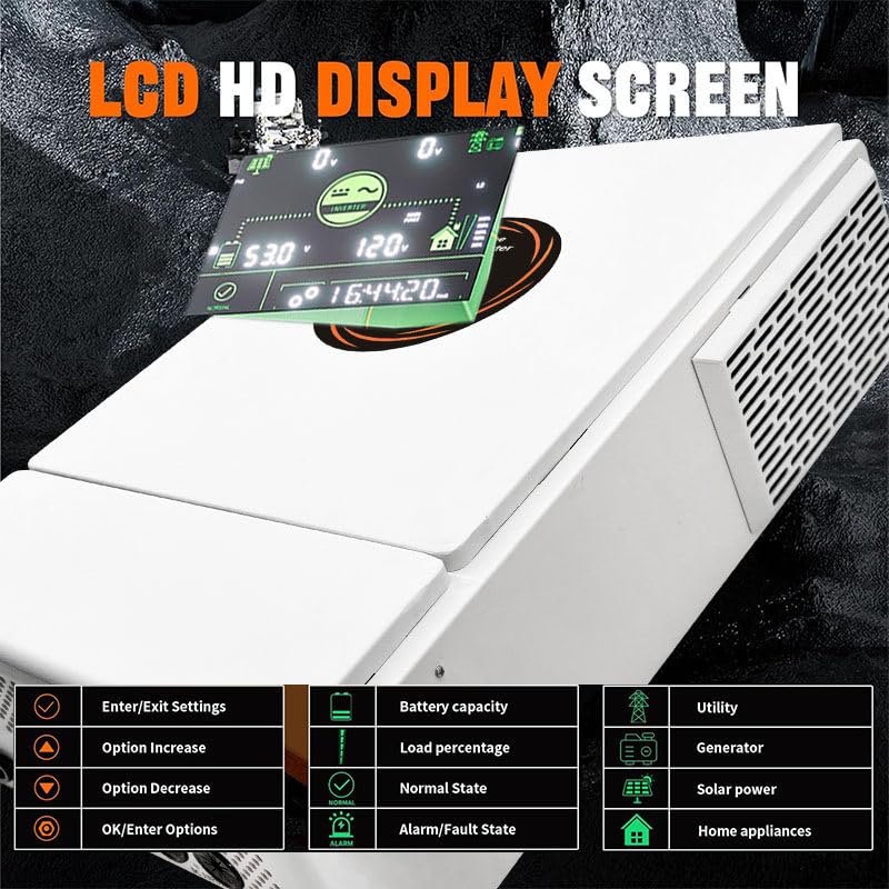 Inverter Solare Ibrido da 5500 W, Inverter a Onda sinusoidale Pura Fuori Rete da 48 V, 110 V-230 V, con Regolazione della Carica Solare MPPT da 120 A, Supporto Parallelo,220V/240V