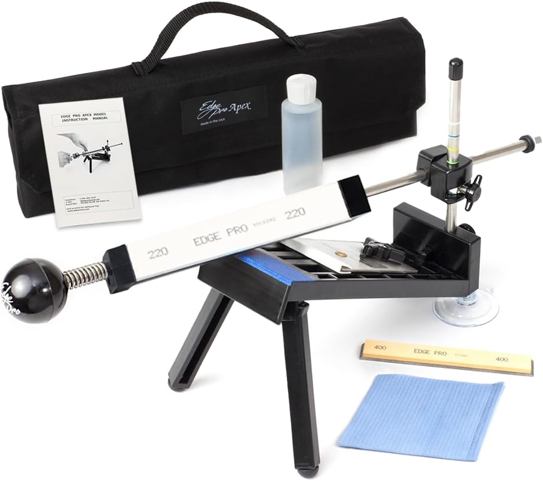 EDGE Pro 1 Professional Knife Sharpening System – Guided Knife Sharpener Kit with Adjustable Angles and Waterstones – Compact USA Made Sharpener for Kitchen, Camping, Hunting, and Fishing Knives