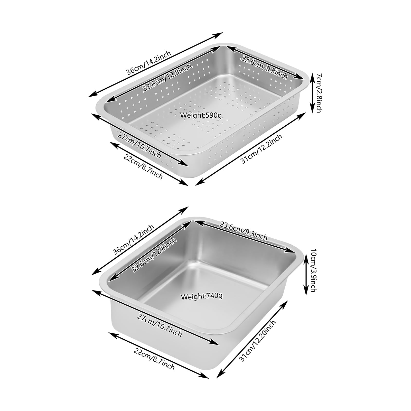 Juego de 2 tamices de cocina de acero inoxidable y cuenco, juego de cuencos para mezclar, colador microperforado, cesta versátil resistente al calor, temperatura 100 ℃, apto para lavavajillas