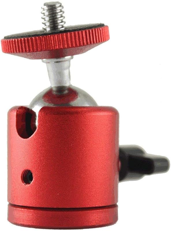 EXMAX Mini Swivel Tripod Ball Head 1/4" Screw Thread Base Mount 360 Degree Aluminum Alloy Body Rotating Ballhead for DSLR Video Camera Camcorder Mini Projector LED Light Bracket HTC Vive (Red)