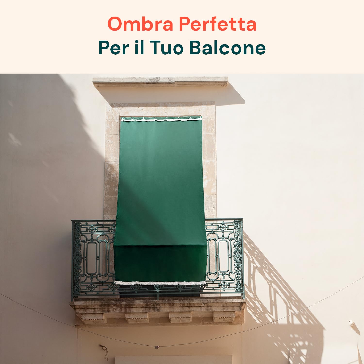 Tenda da Sole per Esterno Verde con Anelli h 300x140 cm - Tende da Sole per Esterni Rimovibili in Poliestere - Tendone Balcone Esterno Parasole per Giardino e Gazebo