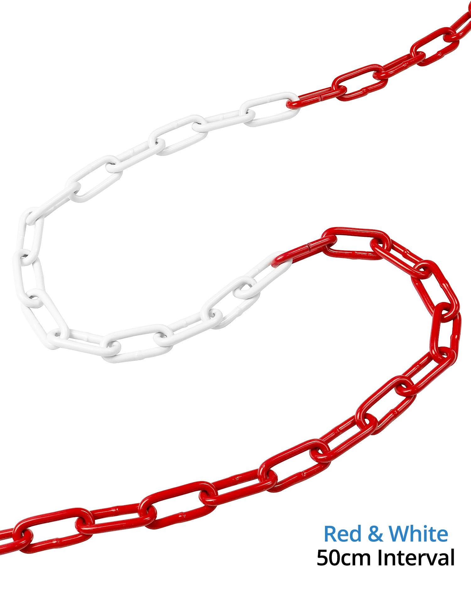 QWORK Chaîne de Sécurité en Acier ø 5 mm 10M Rouge/Blanc
