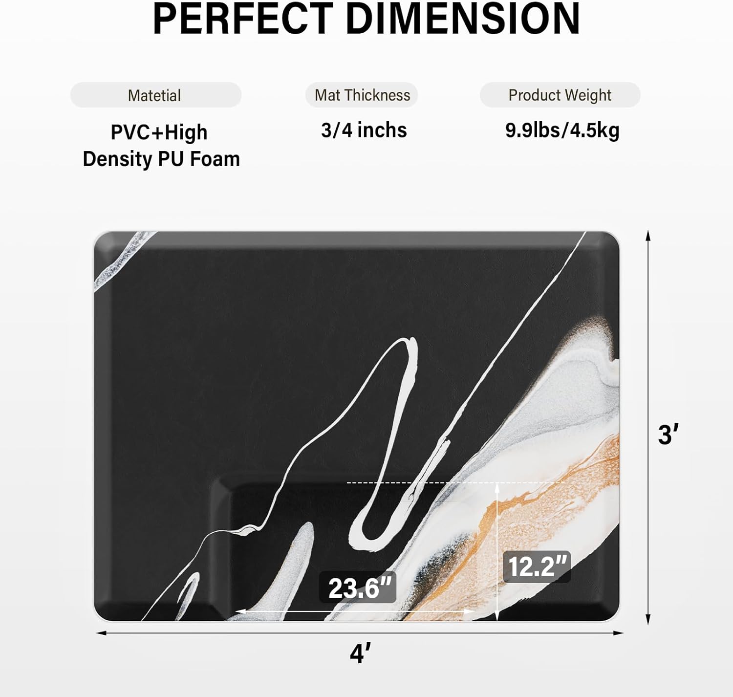 OmySalon Salon Mat for Hair Stylist Anti Fatigue, 3 ft. x 4 ft. Comfort Barber Floor Mat with Square Base, Hairdresser Standing Mat, Anti-Slip Easy Cleaning
