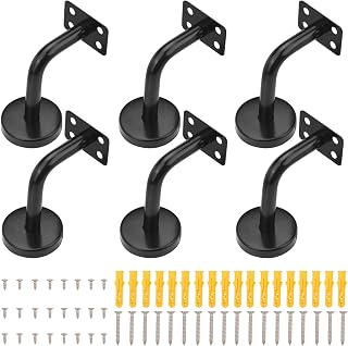 6 Packs 2.4 x 3.2 Inch Handrail Bracket, Heavy Duty Stainless Steel Handrail Brackets Set, Stair Railing Bracket for Staircase, Stairs, Rails, Railings and Home Decor, by GENHAKON.