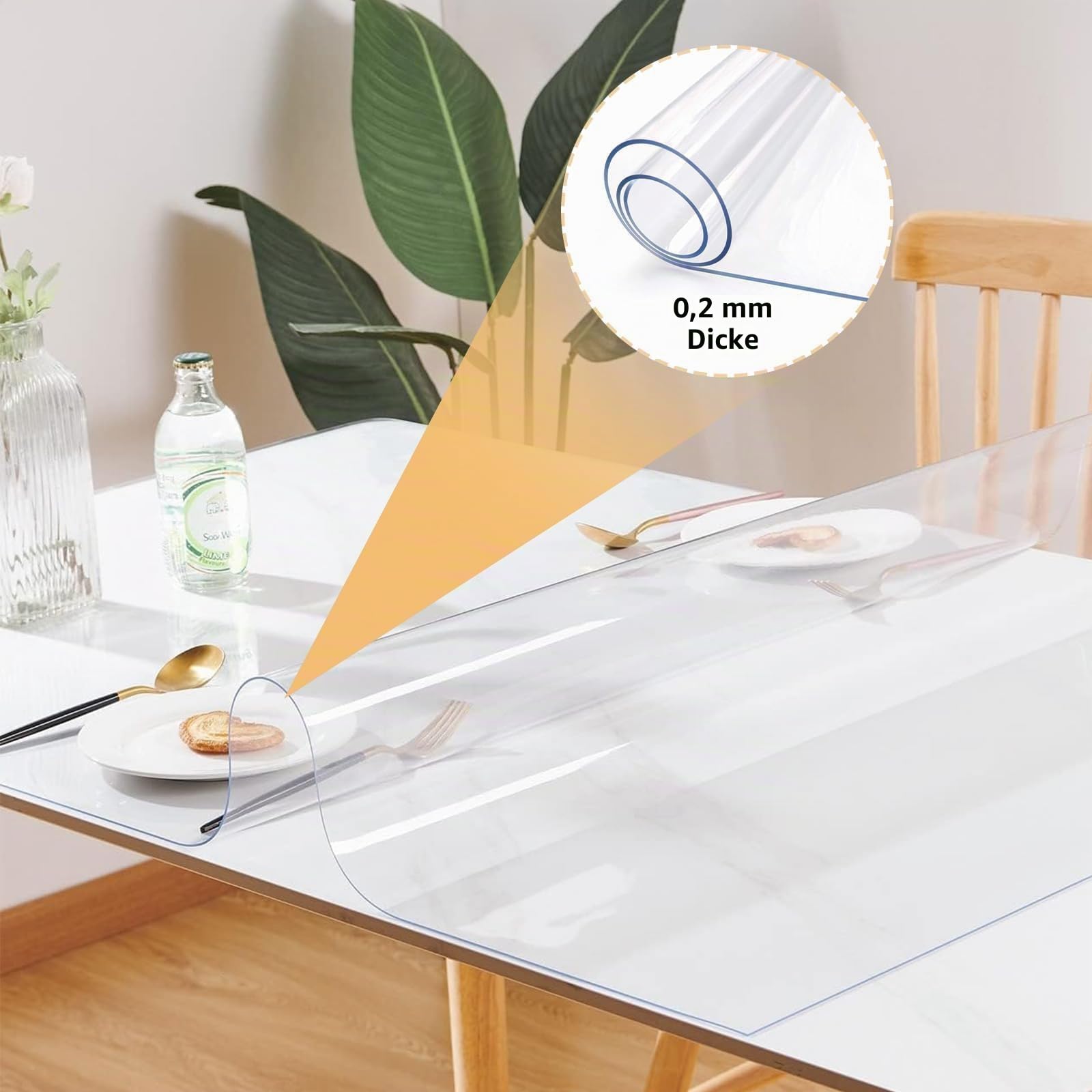 VBNZBK Tischfolie Durchsichtig, Tischdecke Klarsicht Tischdecke Transparent, Meterware 0,2 mm Stark, Wasserdicht Abwaschbar Fettdicht Tischschutzfolie Folie für Tisch aus PVC 140 x 220cm Küche, Haushalt & Wohnen