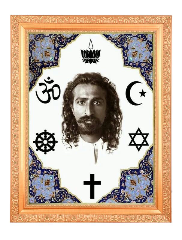 Cadre mural religieux Meher Baba idée cadeau spirituel pour pendaison de crémaillère 27x35cm