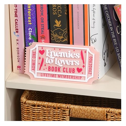 KACIOLA STUDIO Library Sign, 3D Bookish Decor for Book Nook, Gifts for Booklovers/Reader/Women, Bookshelf Book Store Decor, Romantasy Gift (Enemies to Lovers) - Enemies to Lovers