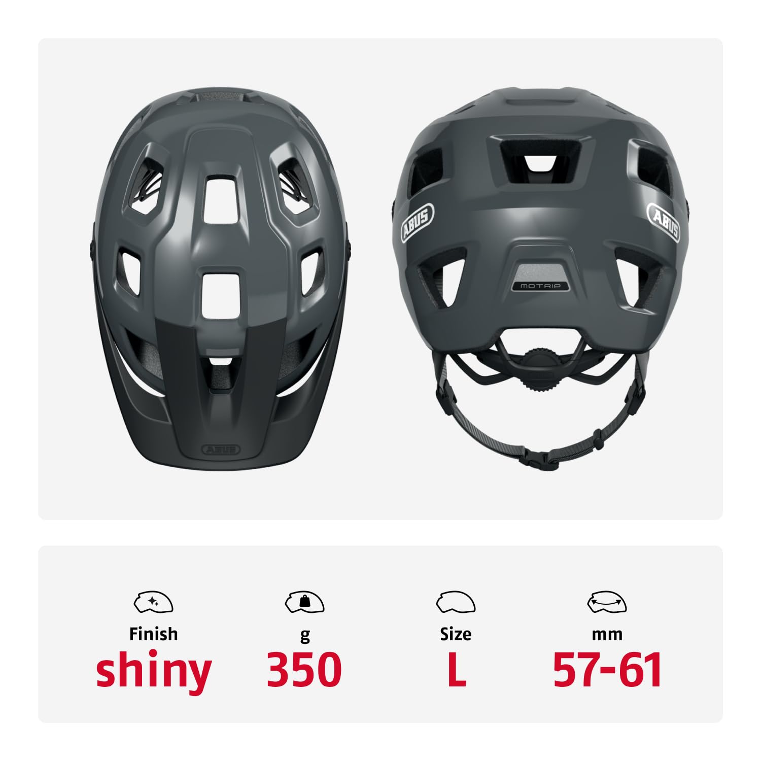 ABUS MTB-Helm MoTrip - robuster Fahrradhelm mit höhenverstellbarem Schirm für Mountainbiker - individuelle Passform - Unisex