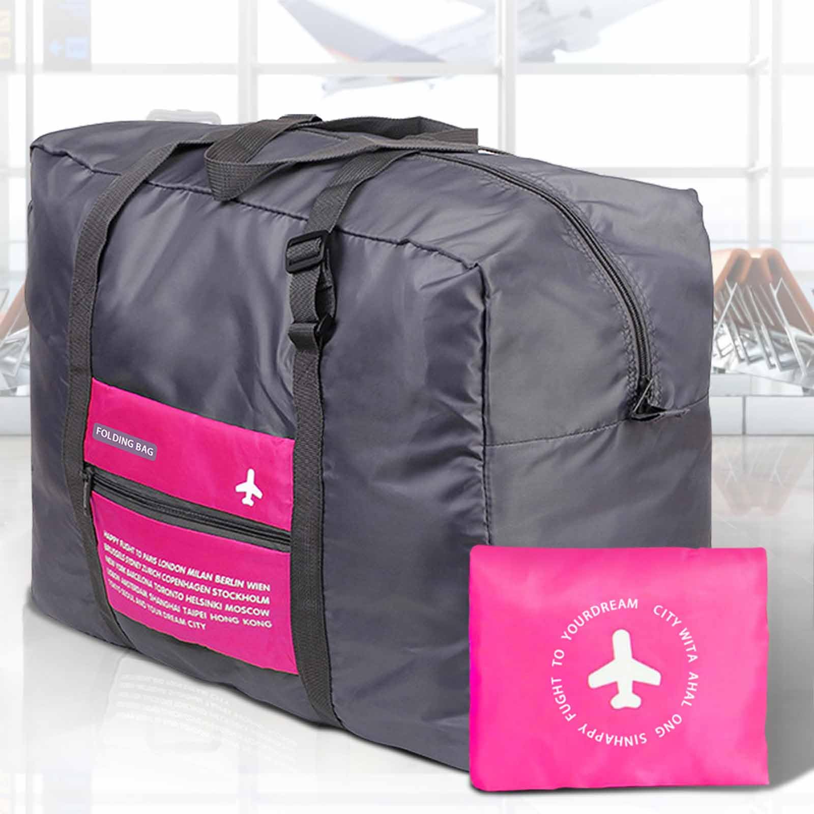 Travel Duffel Bag for Women and Men Tote Carry on Luggage Bag Spirit Airlines Personal Item Foldable Weekender Overnight Bag (Rose)