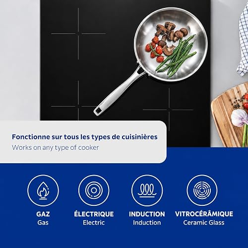 Tramontina Grano Frying Pan 3-Ply Stainless Steel for Induction, Electric, Gas and Ceramic Glass Hobs, Cookware, Kitchen, 20 cm, 1.2 litres, 62155200 - 11