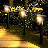 Ainostone Solarlampe für Außen Super Hell 1500mAh Solarleuchten mit Bewegungsmelder 3 Stück Solarstrahler 3-Teilige Erdspieß 2 Modi Warmweiß Auto Ein/Aus IP65 Wasserdicht Winterfest für Garten Rasen