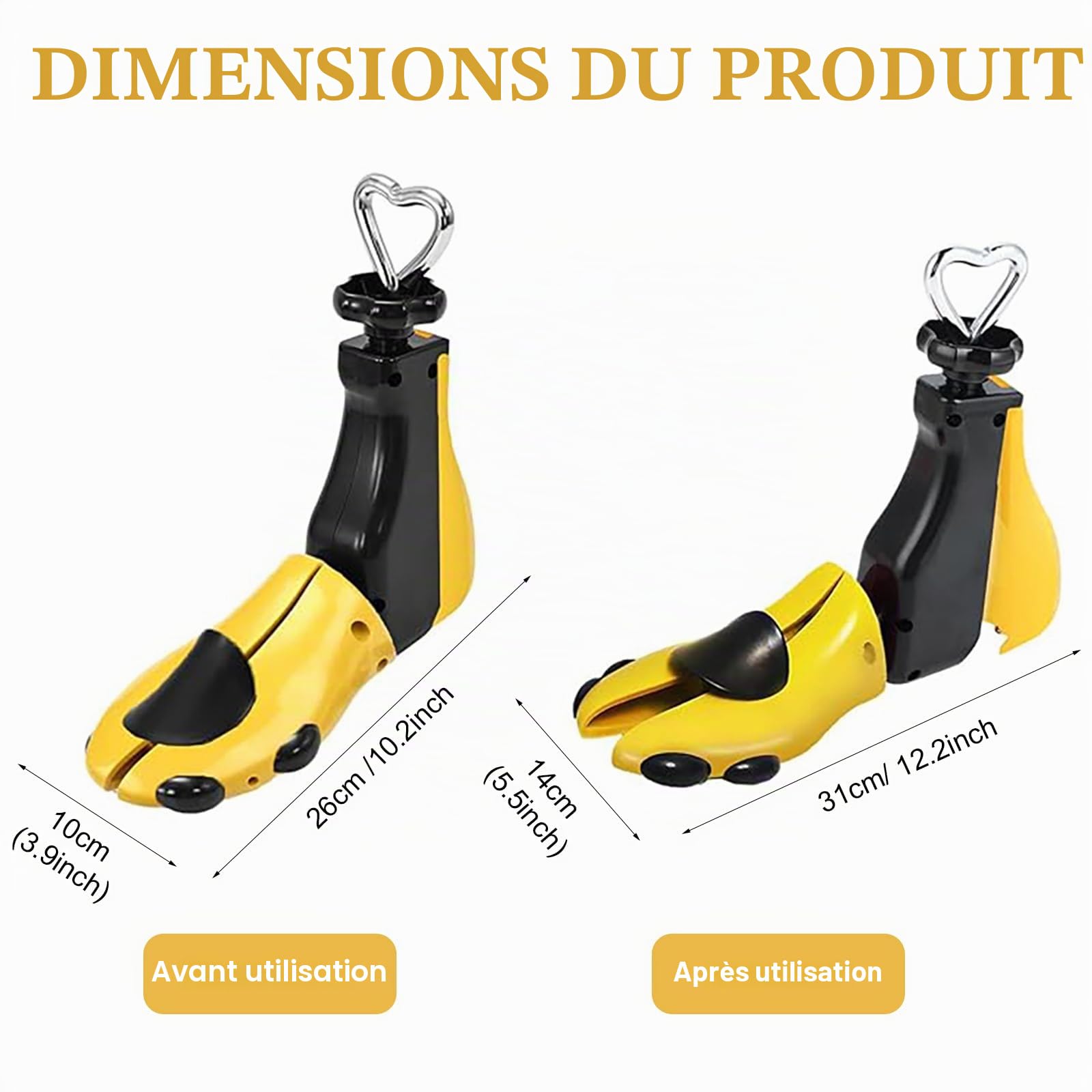 Bocguy Embauchoir Chaussures Homme & Femme, 4 Voies Ecarteur Chaussure Agrandit 0,5 À 1 Taille, Embauchoirs À Chaussures Ajustable Longueur & Largeur, Forme pour Chaussures, Agrandisseur Chaussure