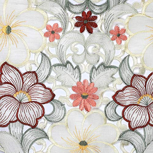 Image of MONKDECOR Design - 022 Tissue Cutwork Centre / Dining Table Runner (Size- 16x33 Inches)- Maroon