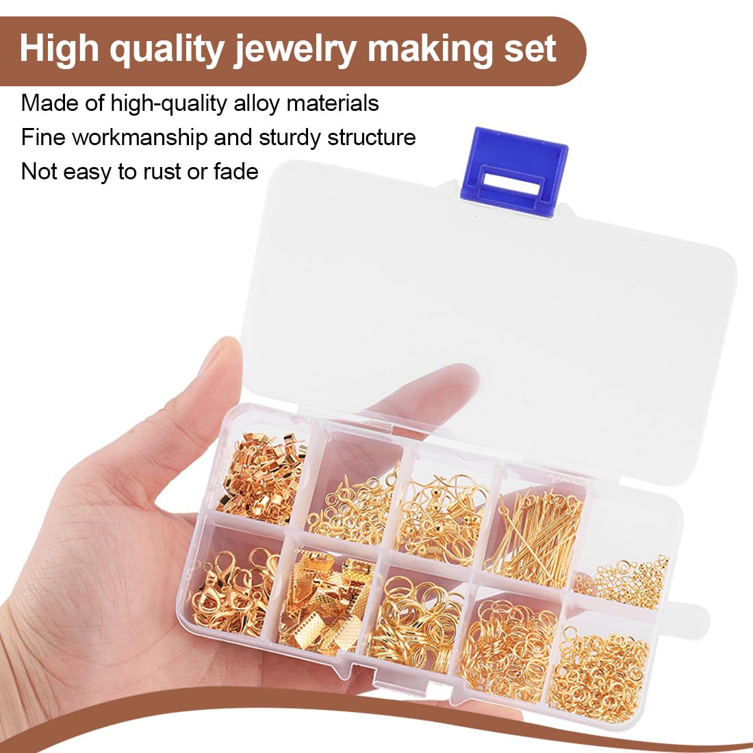 JOCXZI Kit De 710 Pièces Fermoirs Boucles D'Oreilles Or - Accessoires DIY Pour Colliers, Bracelets Et Bijoux