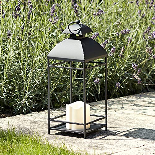 Preisvergleich Produktbild Lights4fun Metall Laterne 20cm inkl. LED Kerze batteriebetrieben Timer Außen