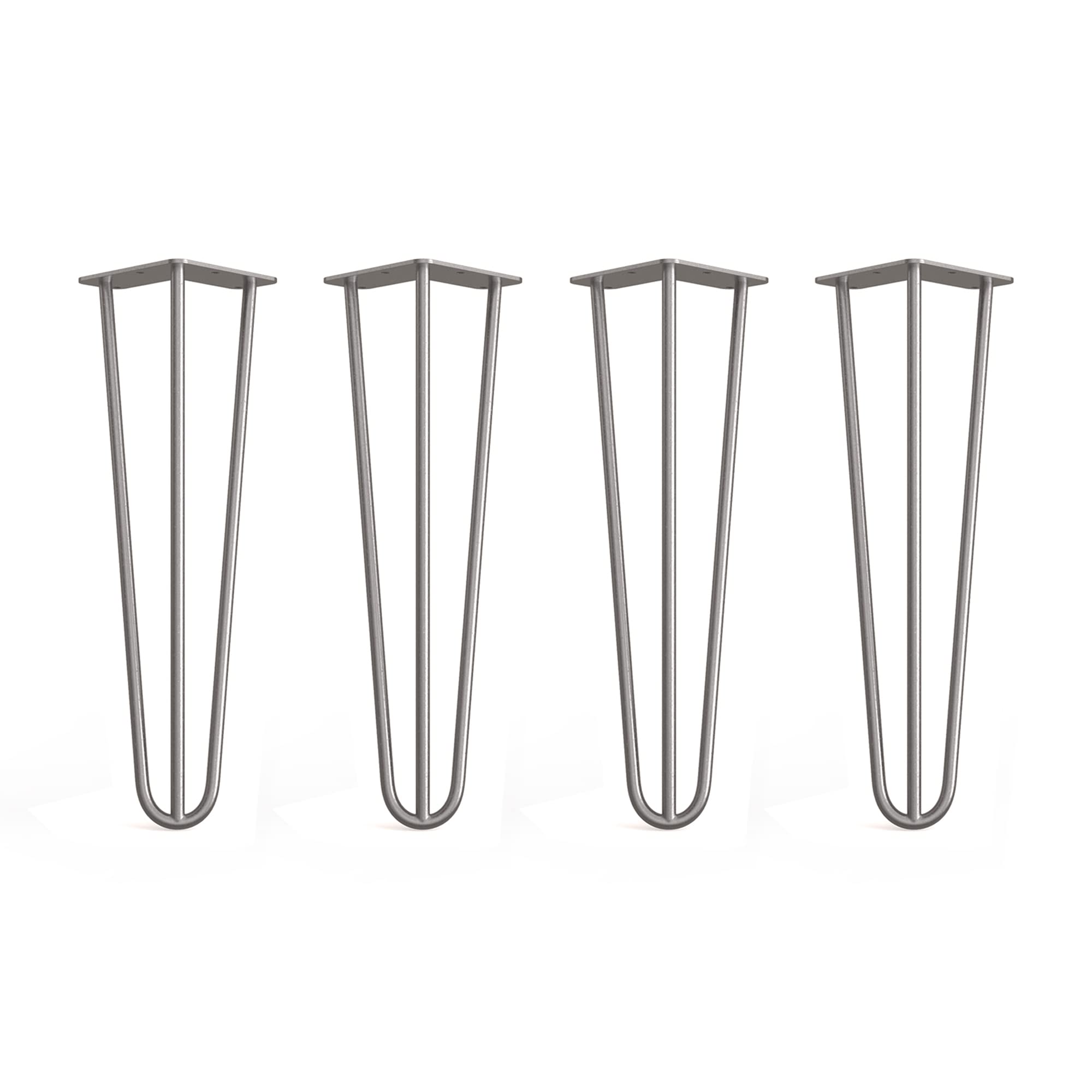 Dt Ironcraft Clear Coat 4 X Hairpin Legs From - 40Cm 3 Rod / 10Mm, - Bench, Stool & Bedside Table Legs With Floor Protector Feet & Screws