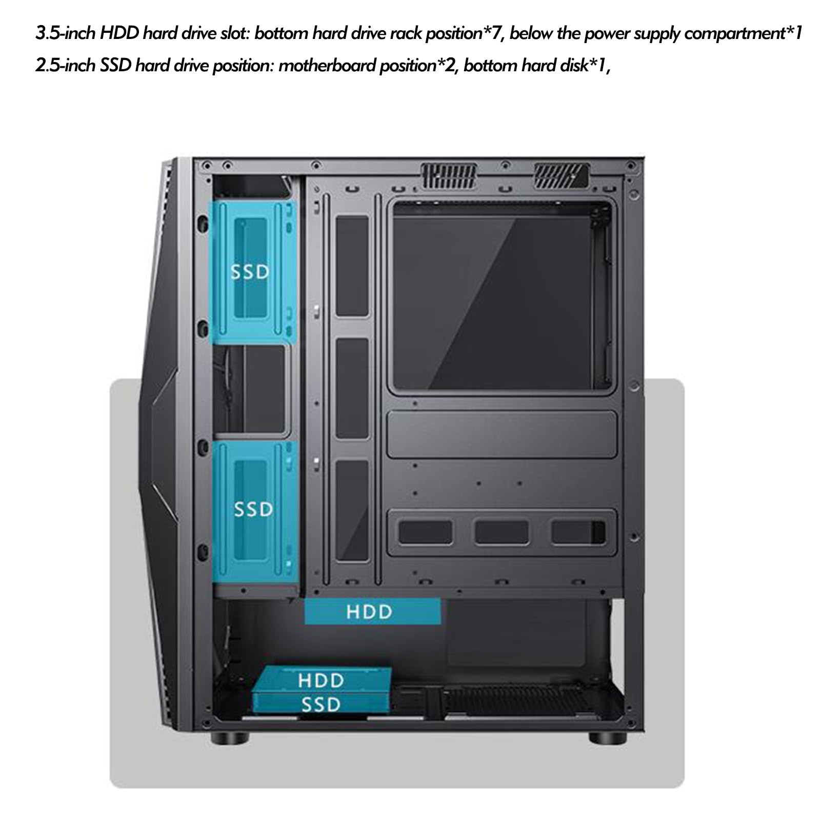 Obudowa do gier komputerowych, Mid-Tower ATX M-ATX ITX, Obudowa komputera PC z 6 wentylatorami, Przezroczyste panele boczne, Obsługuje chłodzenie wodne, Nadaje się do gier i pracy biurowej