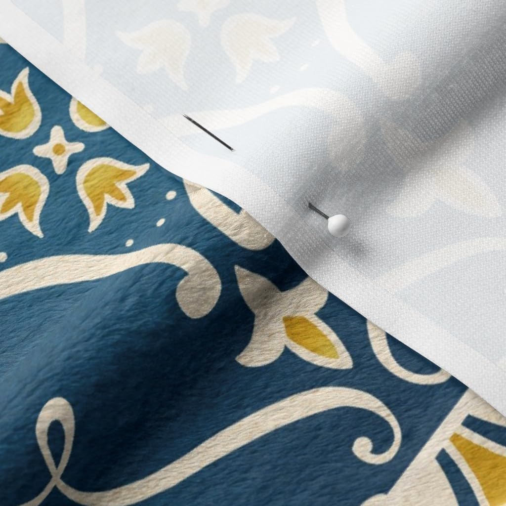 Spoonflower Fabric - Yellow Tiles Lemons Cheater Quilt Italian Mediterranean Azulejos Printed on Minky Fabric by The Yard - Sewing Baby Blankets Quilt Backing Plush