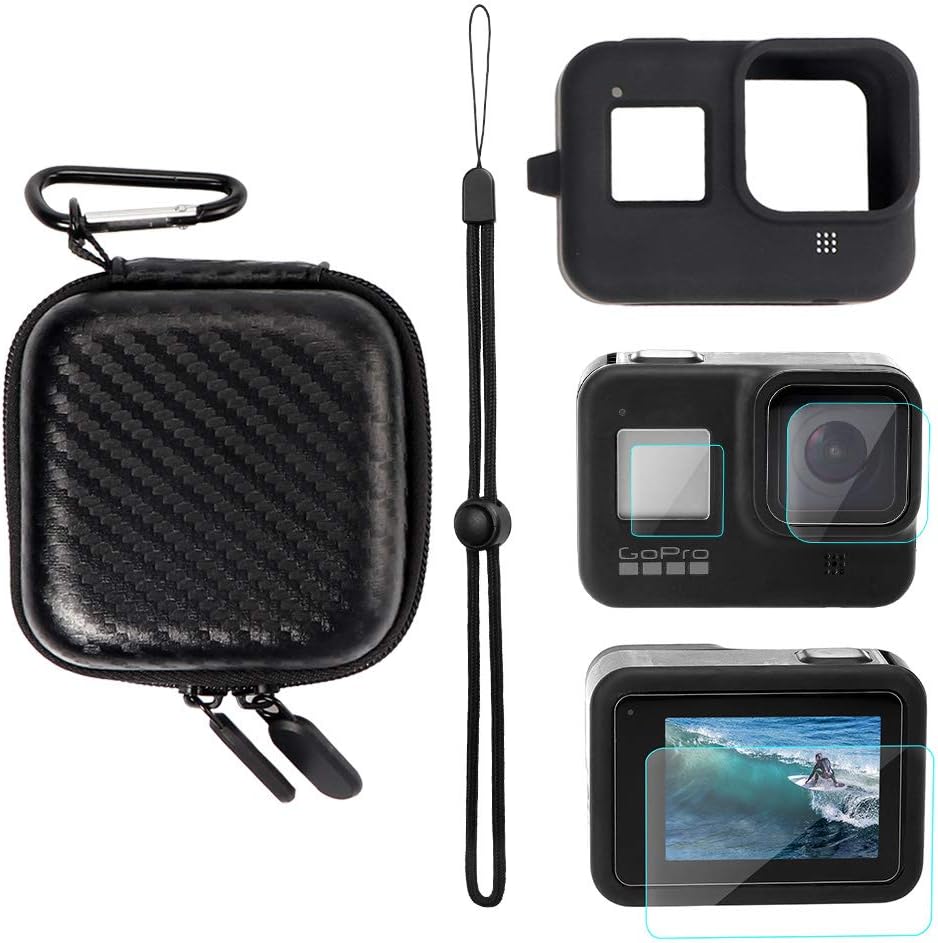 JLHT YSTFLY Portable Protective Carry Case for GoPro Hero 8, Silicone Protective Cover Case and Lens Film for GoPro Hero 8 Black
